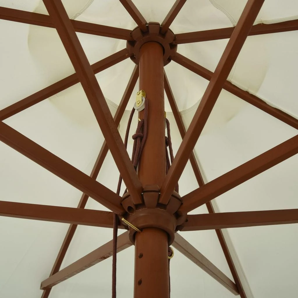 Lauko skėtis nuo saulės su mediniu stulpu, smėlio baltas, 330cm