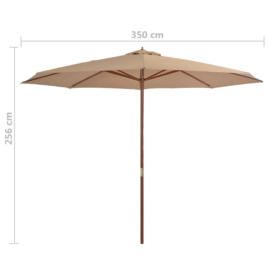Lauko skėtis nuo saulės su mediniu stulpu, taupe spalvos, 350cm