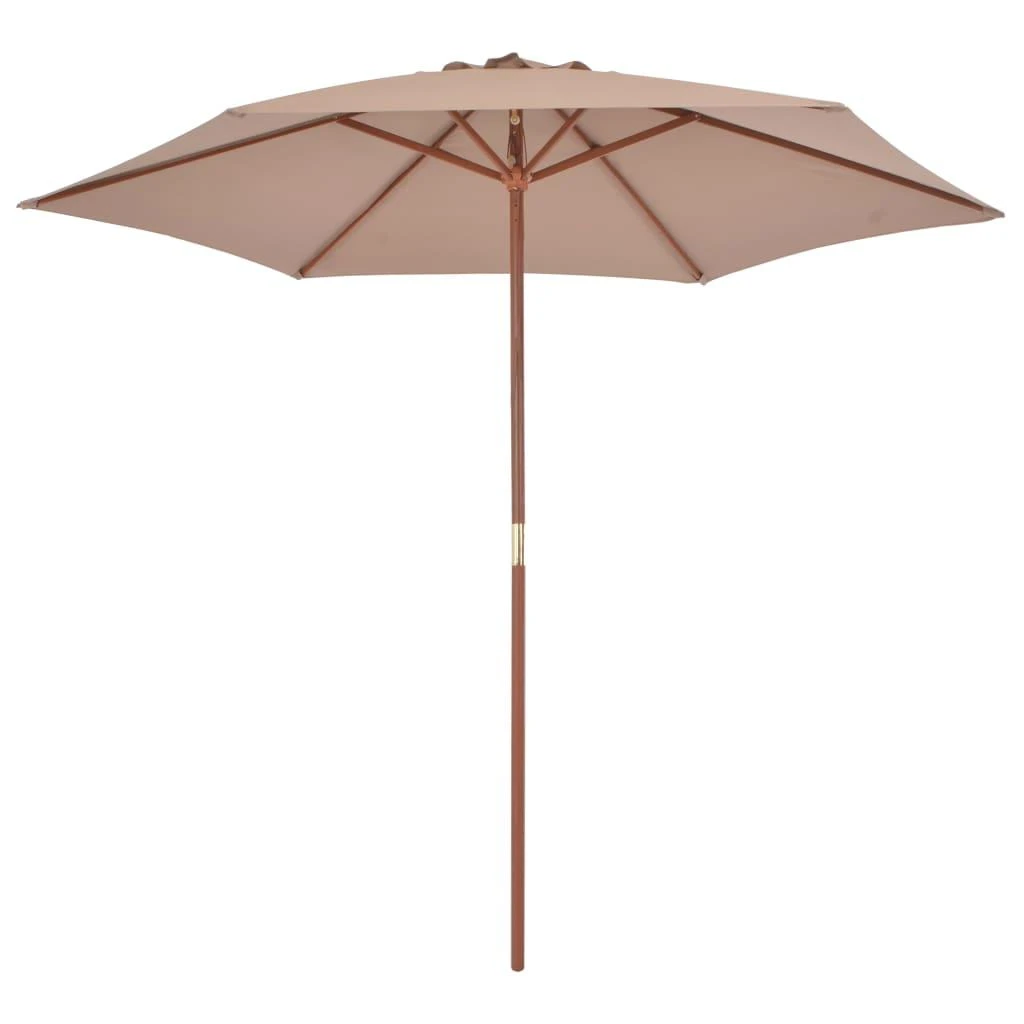 Lauko skėtis nuo saulės su mediniu stulpu, taupe, 270cm
