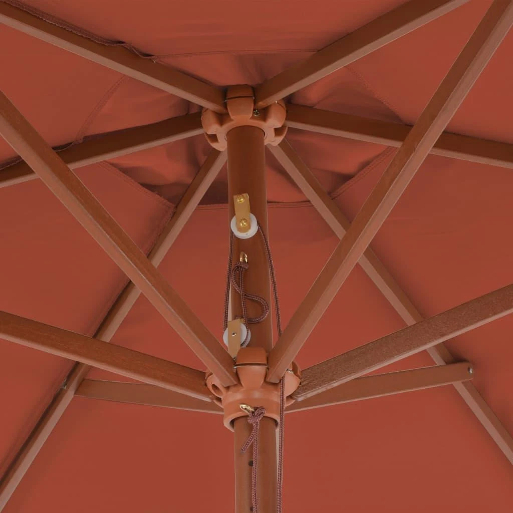 Lauko skėtis nuo saulės su mediniu stulpu, terakota, 270cm