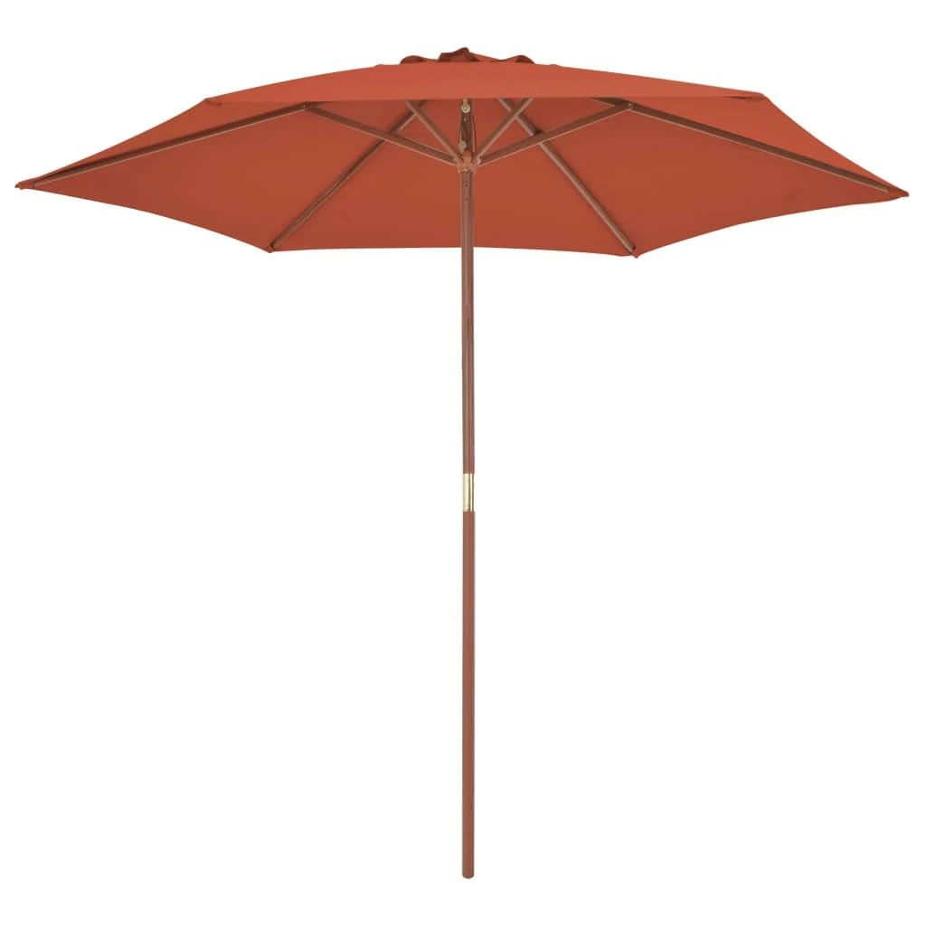 Lauko skėtis nuo saulės su mediniu stulpu, terakota, 270cm
