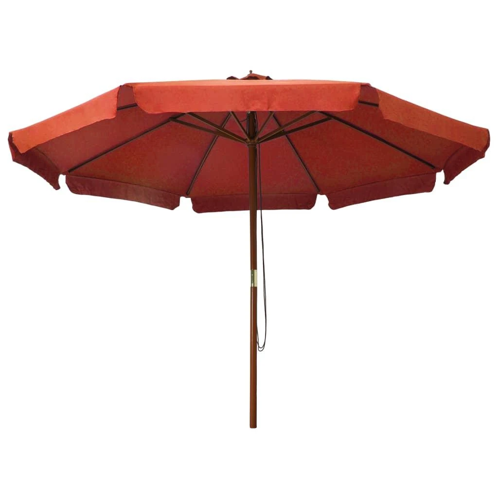 Lauko skėtis nuo saulės su mediniu stulpu, terakota, 330cm