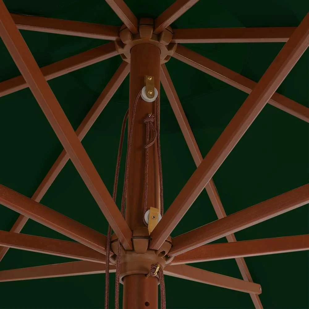 Lauko skėtis su mediniu stulpu, žalios spalvos, 350cm