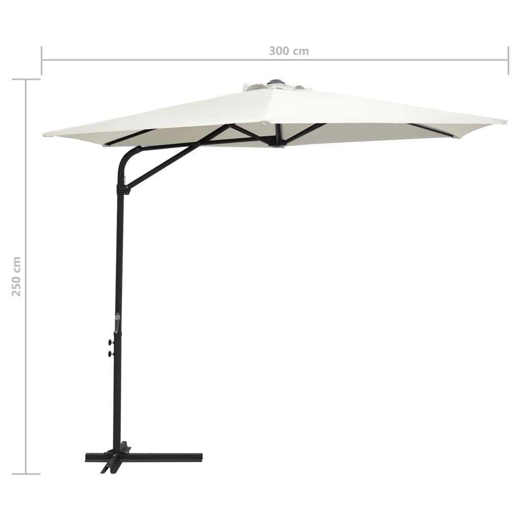 Lauko skėtis nuo saulės su plieniniu stulpu, smėlio, 300cm