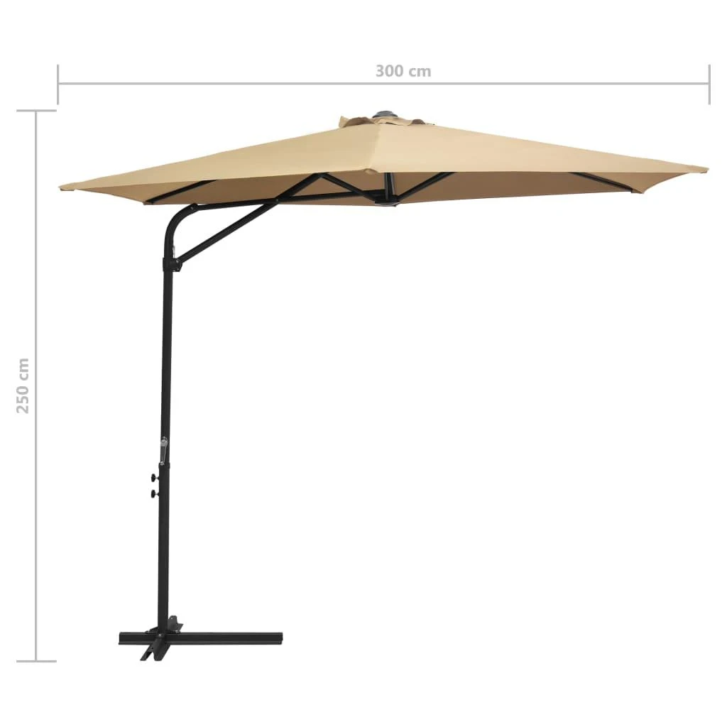 Sodo skėtis nuo saulės su plieniniu stulpu, taupe, 300cm