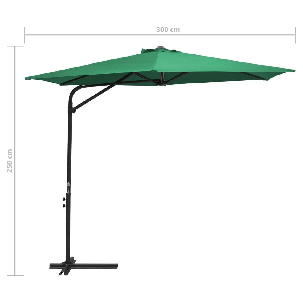 Lauko skėtis su plieniniu stulpu, žalios spalvos, 300cm