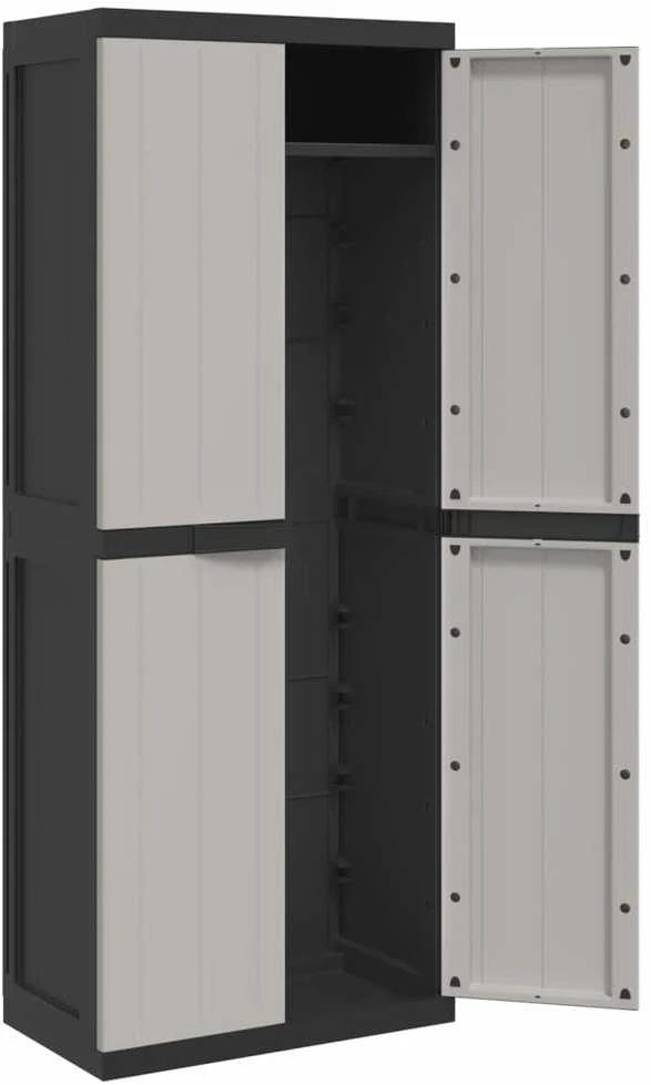 Lauko spintelė daiktams, pilkos/juodos spalvos, 65x37x165cm, PP