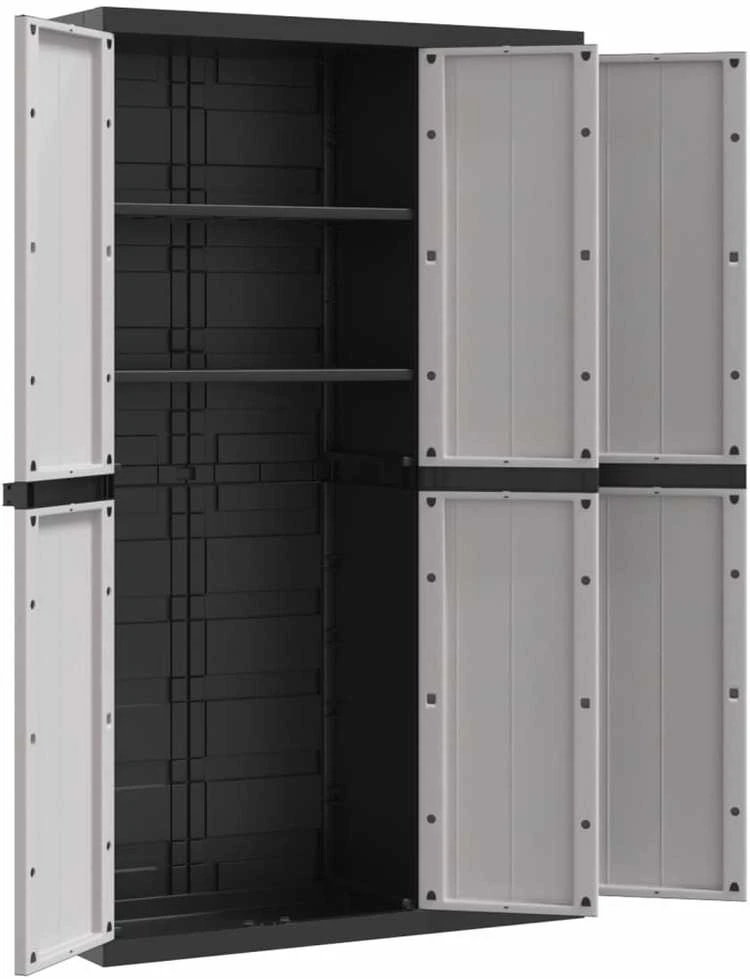 Lauko spintelė daiktams, pilkos/juodos spalvos, 97x37x165cm, PP
