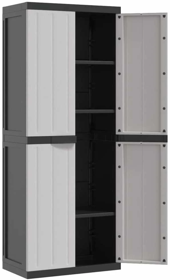 Lauko spintelė daiktams, pilkos/juodos spalvos, 65x37x165cm, PP