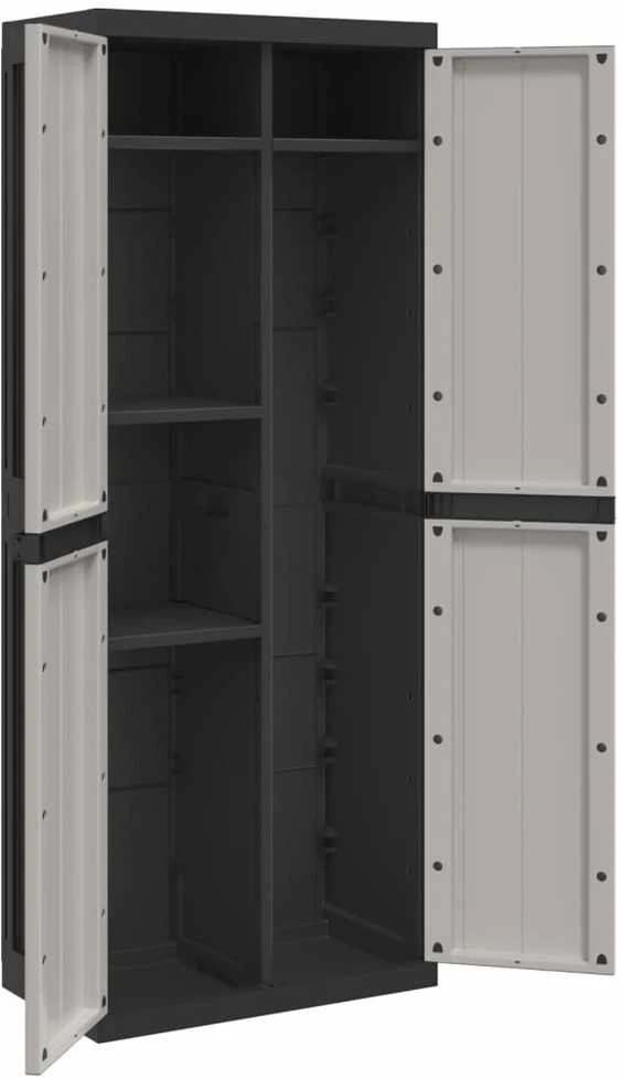 Lauko spintelė daiktams, pilkos/juodos spalvos, 65x37x165cm, PP