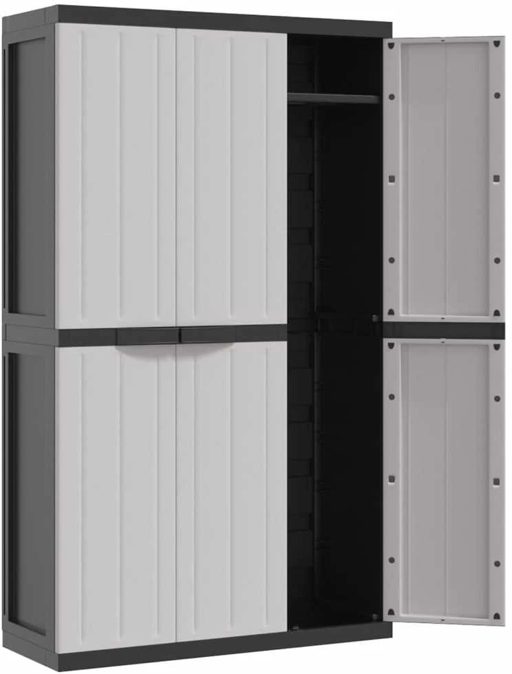Lauko spintelė daiktams, pilkos/juodos spalvos, 97x37x165cm, PP