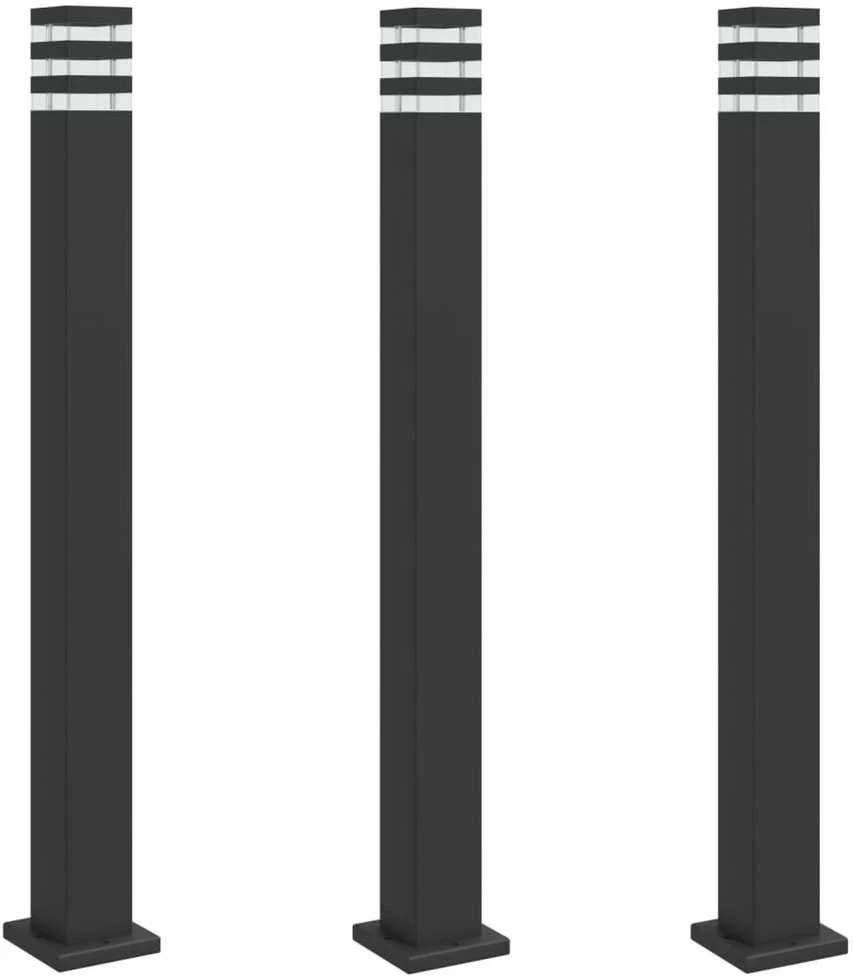 Lauko šviestuvai, 3vnt., juodi, 110cm, aliuminis