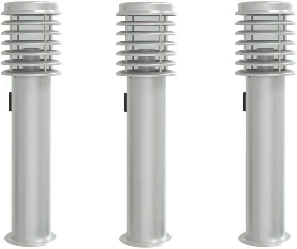 Lauko šviestuvai su išvedimu, 3vnt., sidabriniai, 60cm, plienas