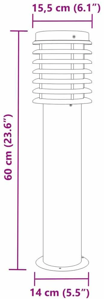 Lauko šviestuvas, 3vnt., juodas, 60cm, nerūdijantis plienas