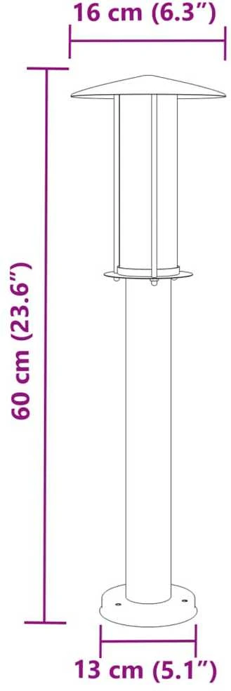 Lauko šviestuvas, 3vnt., juodas, 60cm, nerūdijantis plienas