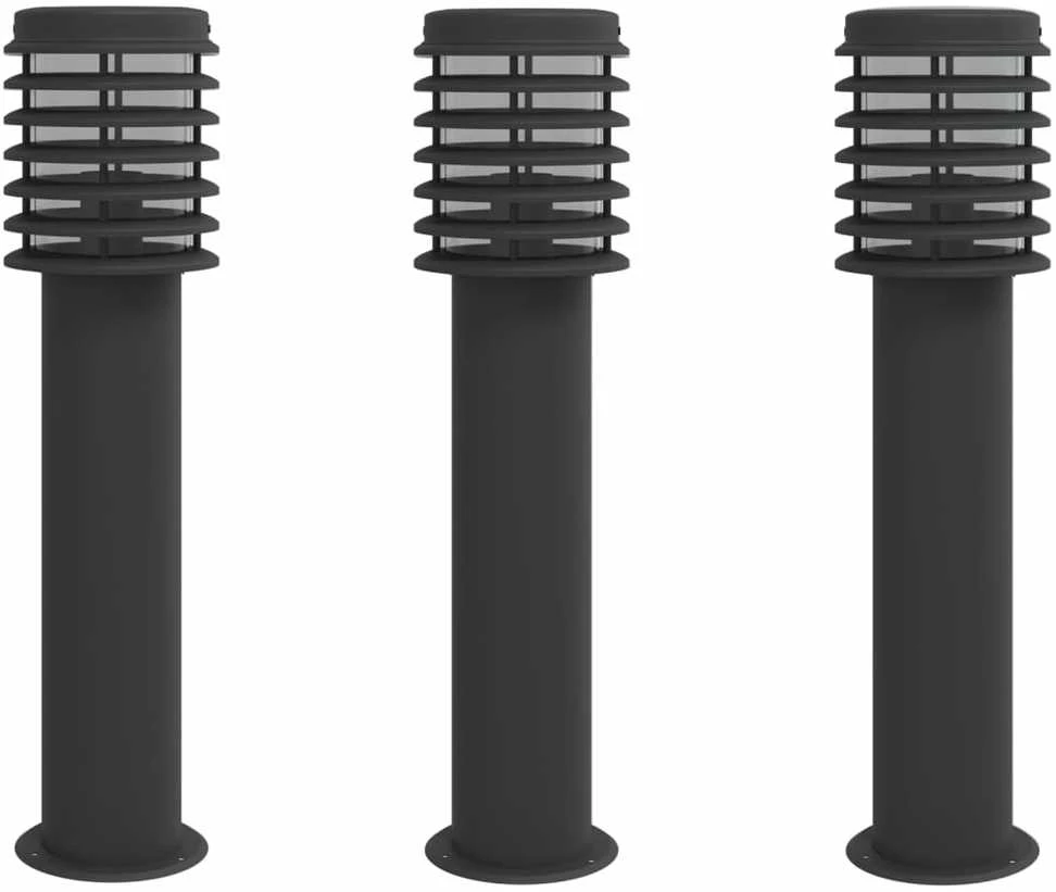 Lauko šviestuvas, 3vnt., juodas, 60cm, nerūdijantis plienas