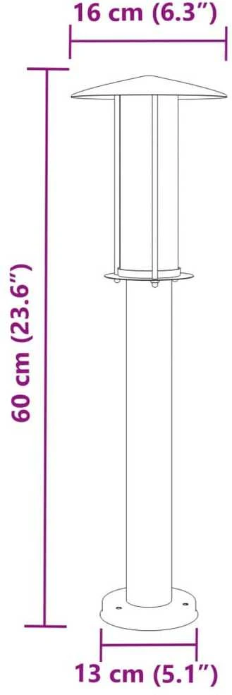 Lauko šviestuvas, sidabrinis, 60cm,nerūdijantis plienas