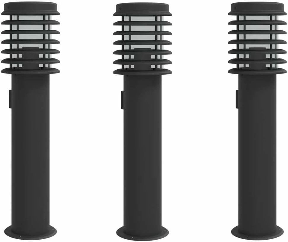 Lauko šviestuvas su išvedimu, 3vnt., juodas, 60cm, plienas