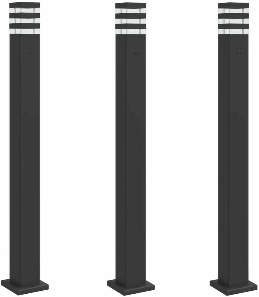 Lauko šviestuvas su išvedimu, 3vnt., juodi, 110cm, aliuminis