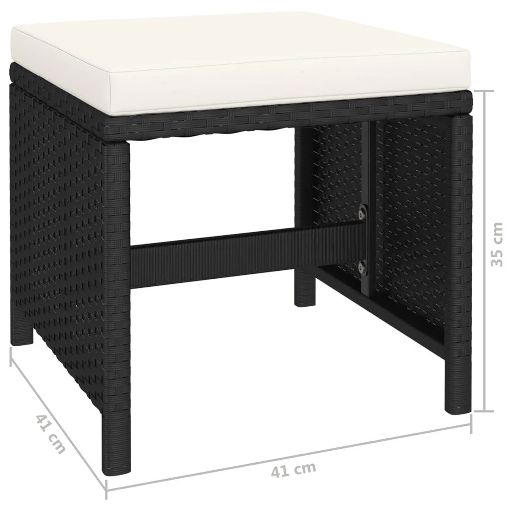Lauko baldų komplektas Lauko valgomojo baldų kompl. su pagalv., 6d., juod., polirat.