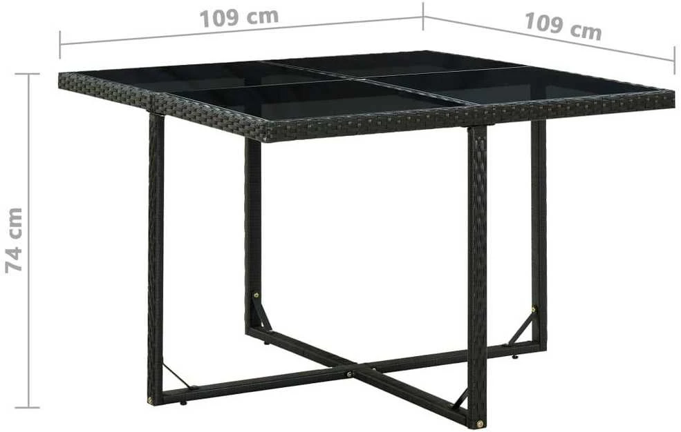 Lauko baldų komplektas Lauko valgomojo baldų kompl. su pagalv., 9d., juod., polirat.