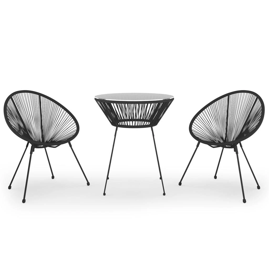 Lauko baldų komplektas Lauko valgomojo baldų komplektas, 3 dalių, juodas, PVC ratanas