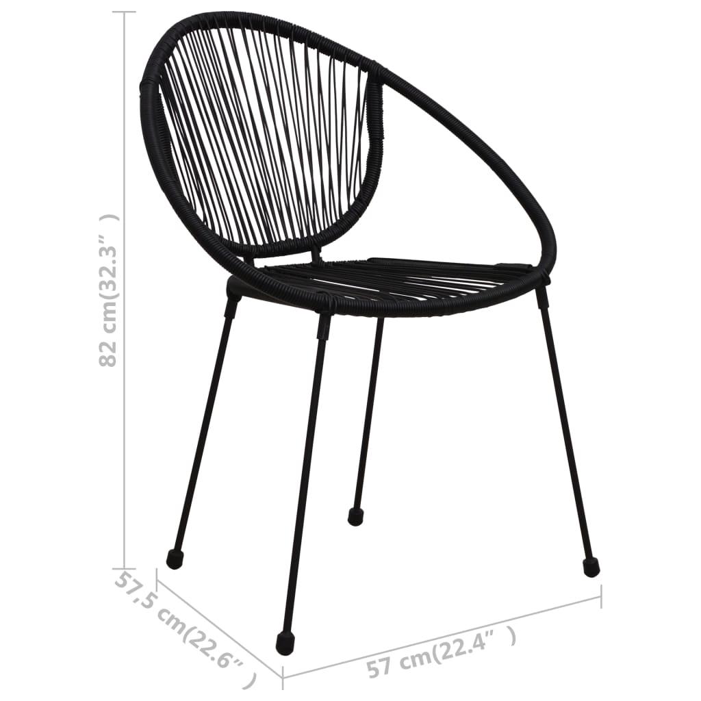 Lauko baldų komplektas Lauko valgomojo baldų komplektas, 3 dalių, juodas, PVC ratanas