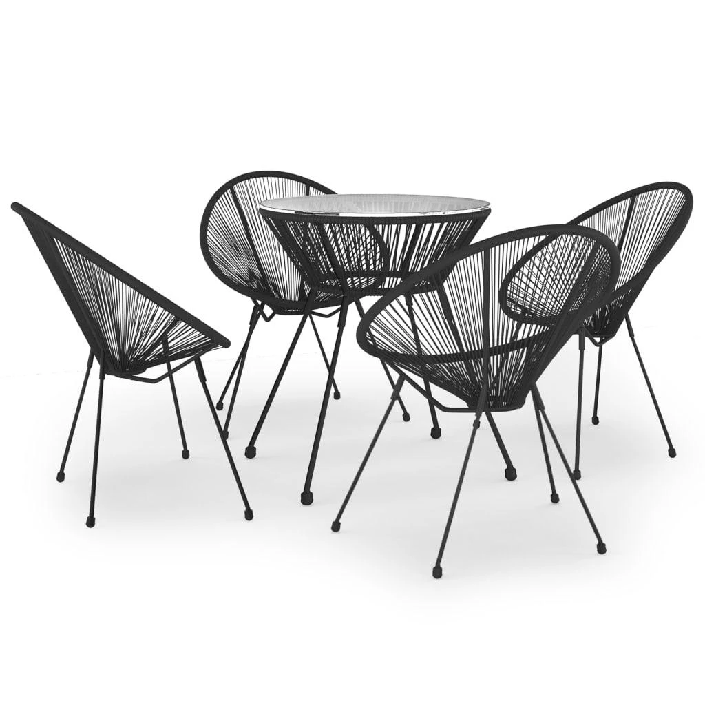 Lauko baldų komplektas Lauko valgomojo baldų komplektas, 5 dalių, juodas, PVC ratanas