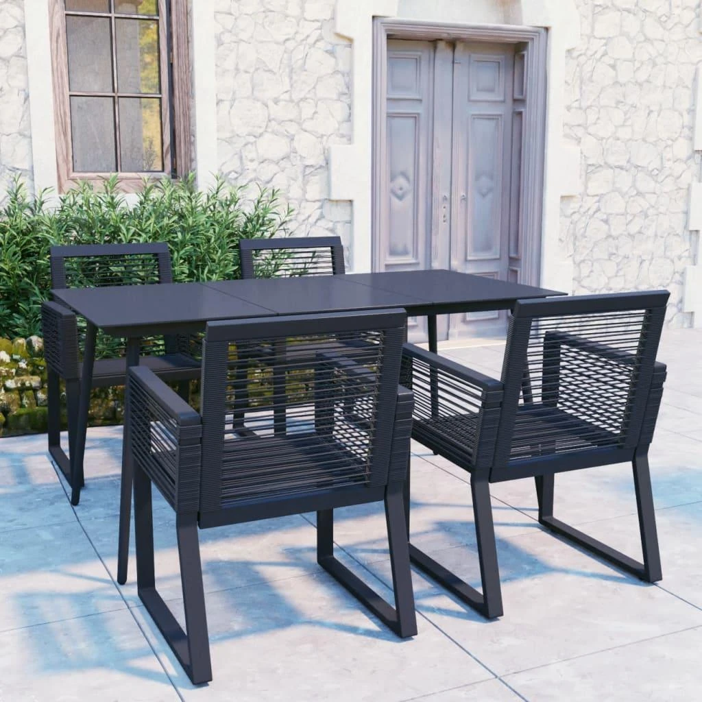 Lauko baldų komplektas Lauko valgomojo baldų komplektas, 5 dalių, juodas, PVC ratanas