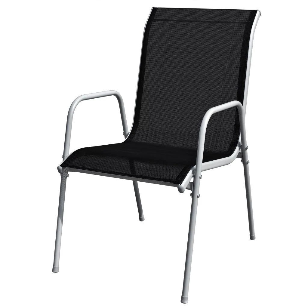 Lauko baldų komplektas Lauko valgomojo baldų komplektas, 5d., juodas, plienas