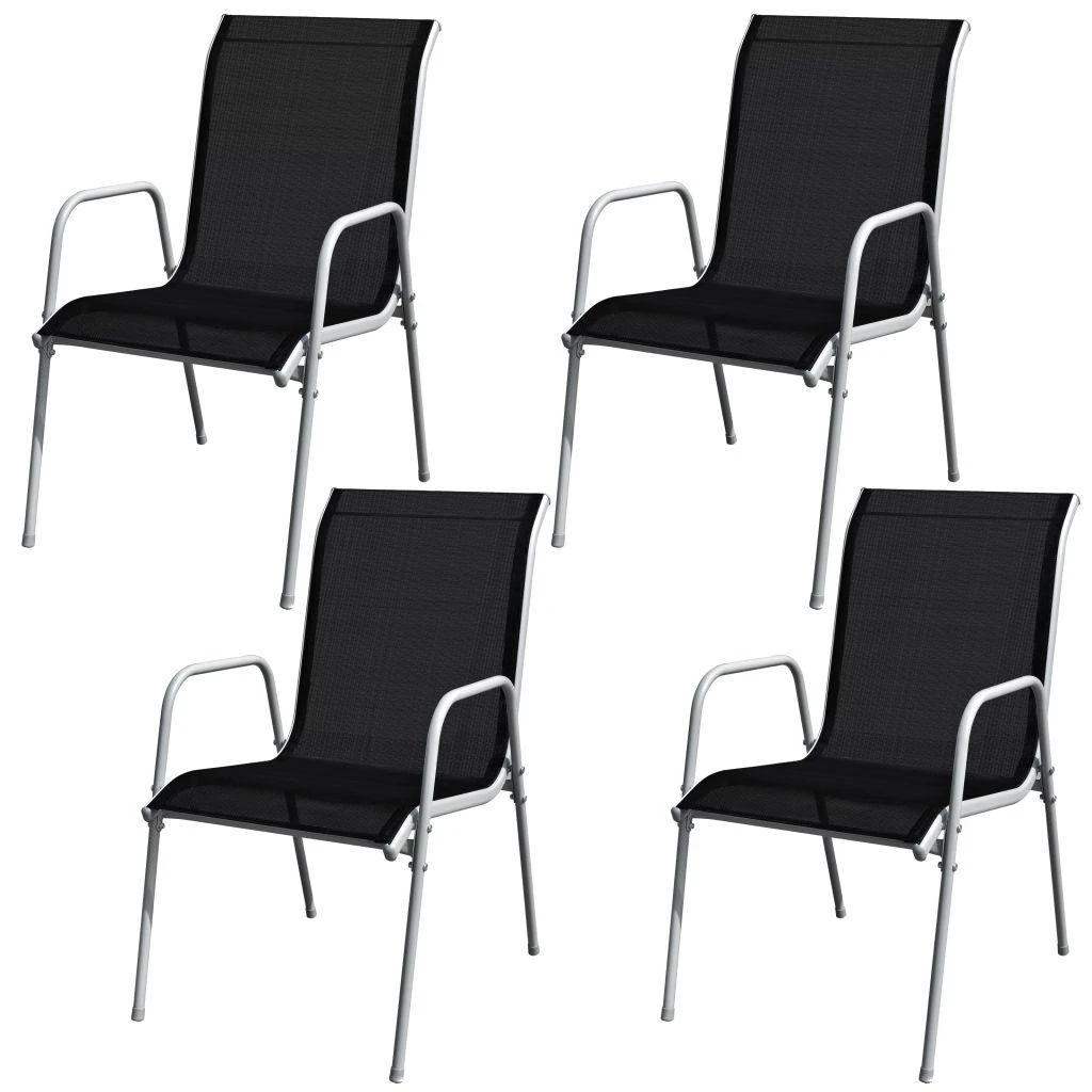 Lauko baldų komplektas Lauko valgomojo baldų komplektas, 5d., juodas, plienas