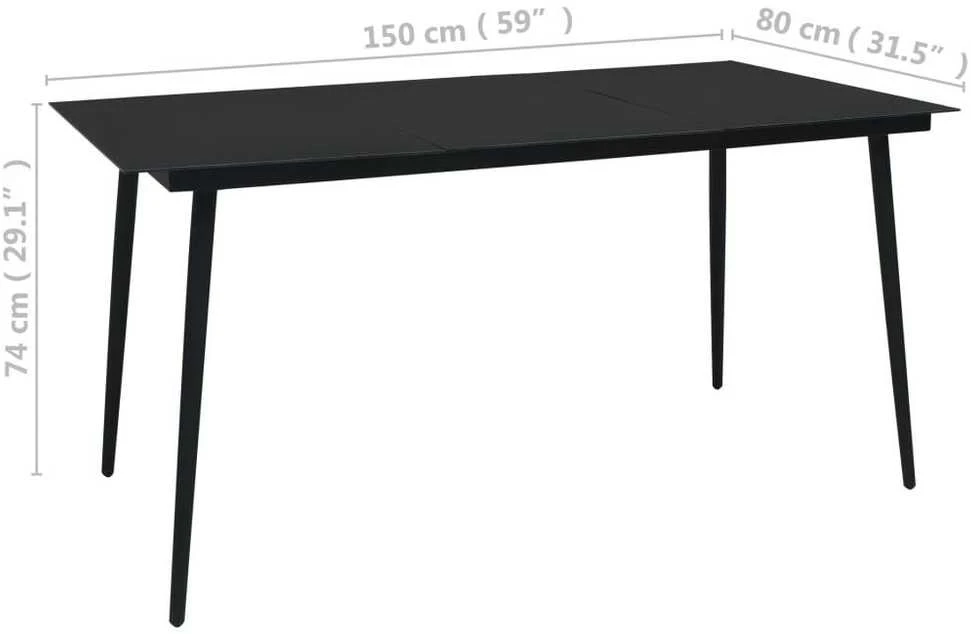 Lauko baldų komplektas Lauko valgomojo baldų komplektas, 7 dalių, juodas, PVC ratanas