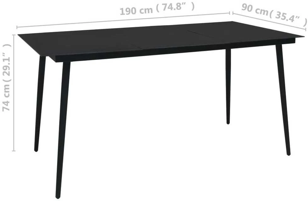 Lauko baldų komplektas Lauko valgomojo baldų komplektas, 7 dalių, juodas, PVC ratanas