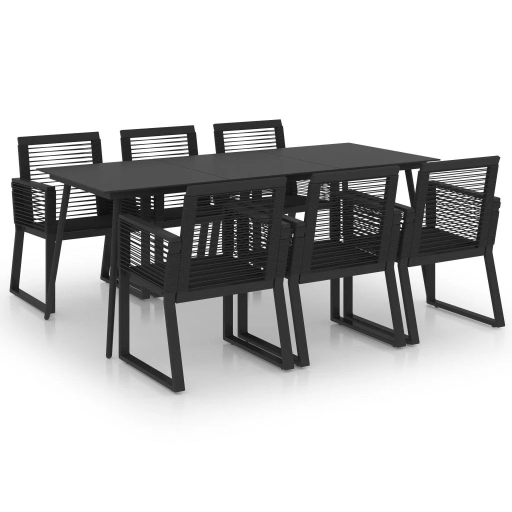 Lauko baldų komplektas Lauko valgomojo baldų komplektas, 7 dalių, juodas, PVC ratanas