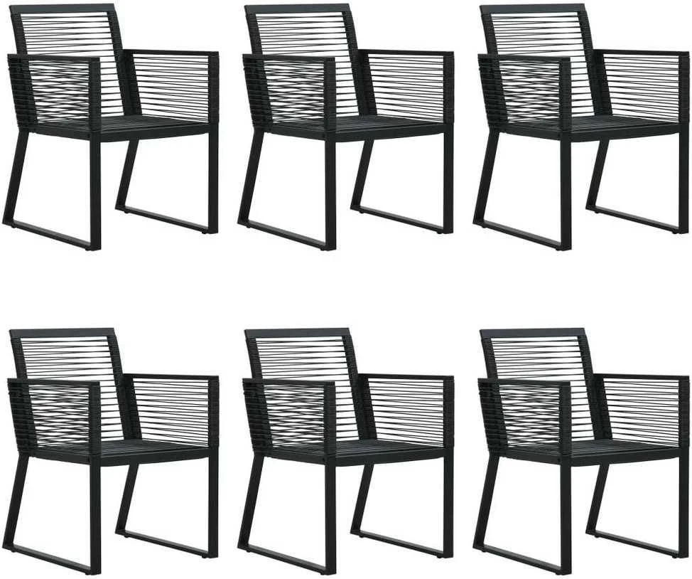 Lauko baldų komplektas Lauko valgomojo baldų komplektas, 7 dalių, juodas, PVC ratanas