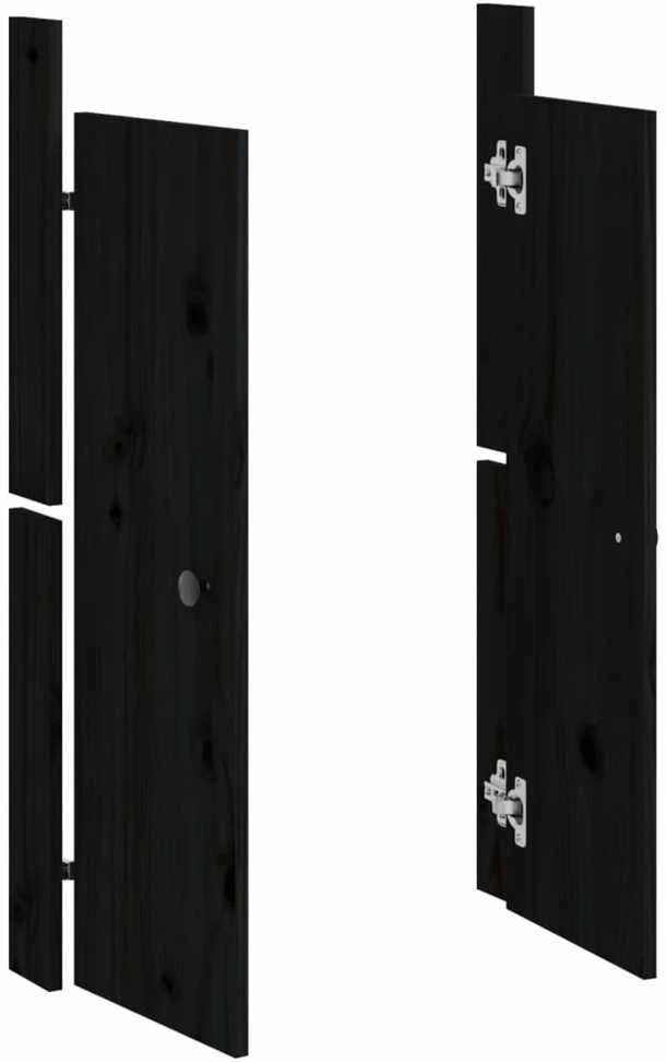 Lauko virtuvės durelės, 2vnt., juodos, 50x9x82cm, pušis