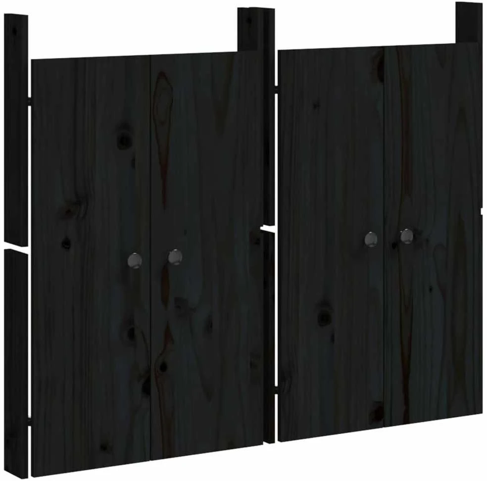 Lauko virtuvės durelės, 2vnt., juodos, 50x9x82cm, pušis