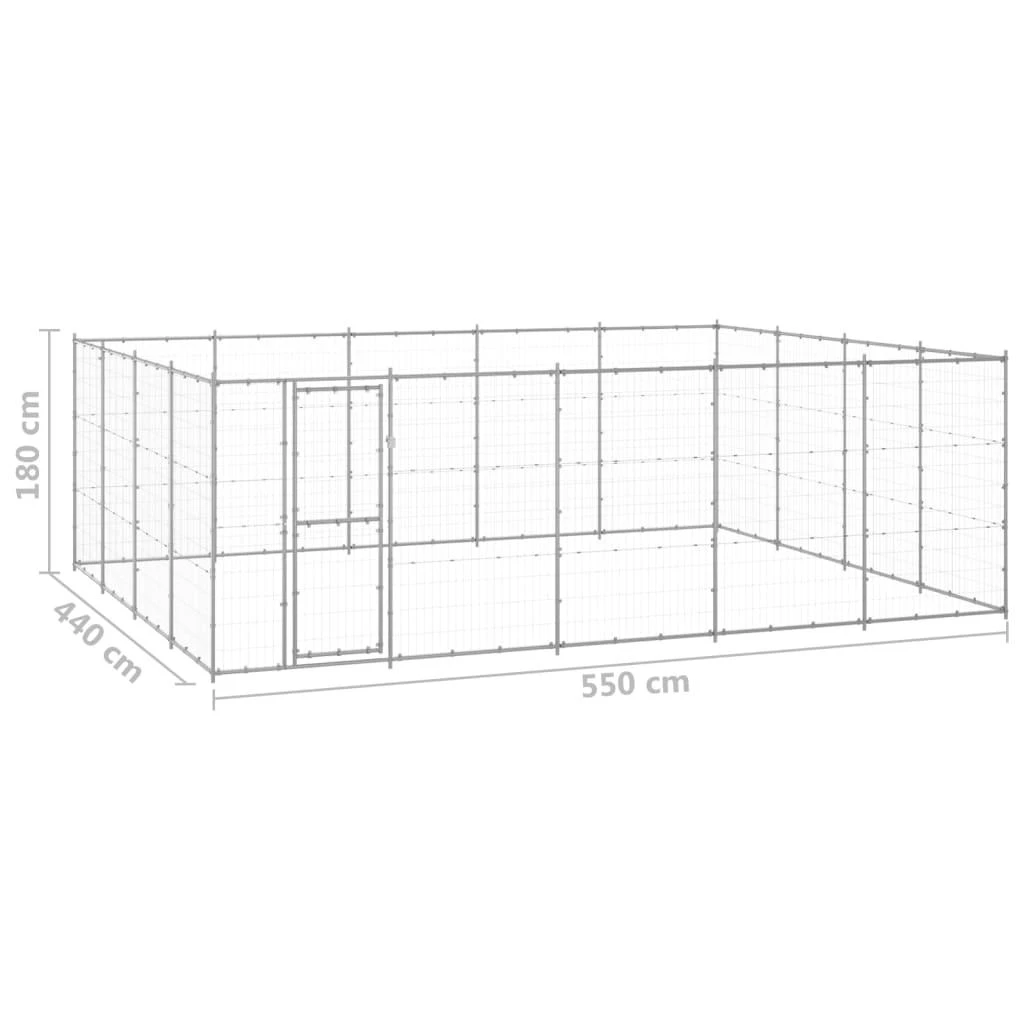 Lauko voljeras šunims, galvanizuotas plienas, 24,2m²