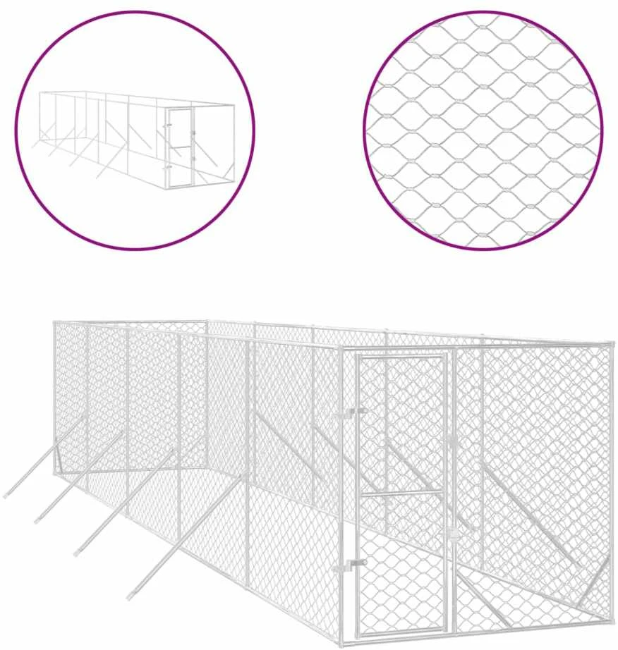 Lauko voljeras šunims, sidabrinis, 2x10x2m, plienas