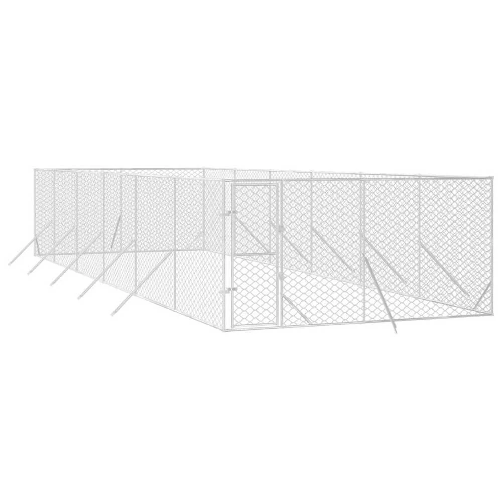 Lauko voljeras šunims, sidabrinis, 4x12x2m, plienas