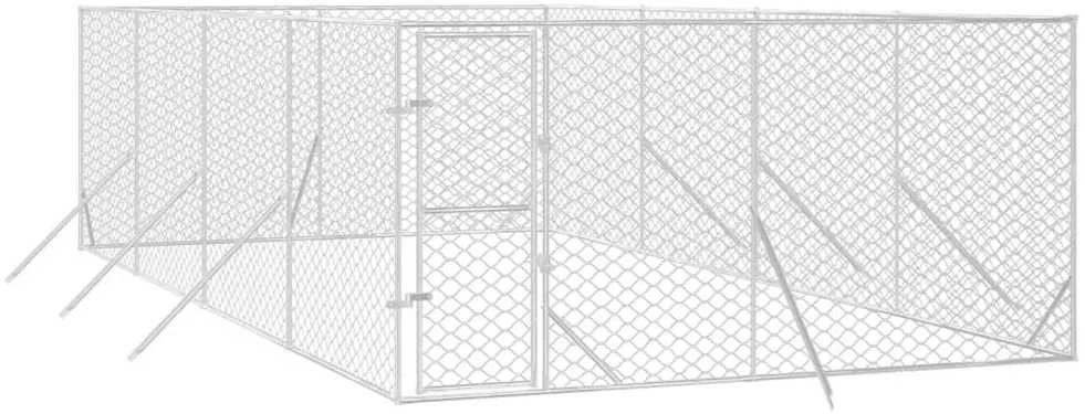 Lauko voljeras šunims, sidabrinis, 4x8x2m, plienas