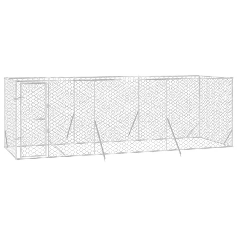 Lauko voljeras šunims, sidabrinis, 6x2x2m, plienas