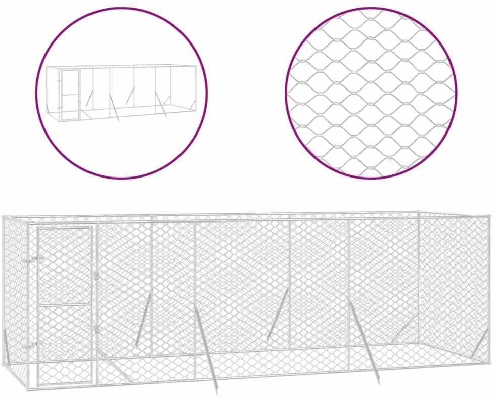 Lauko voljeras šunims, sidabrinis, 6x2x2m, plienas