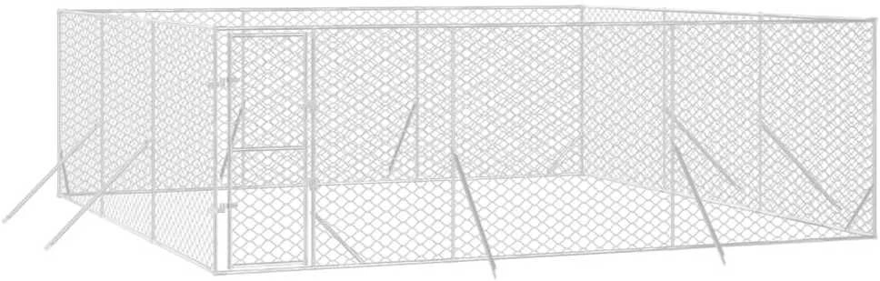 Lauko voljeras šunims, sidabrinis, 6x6x2m, plienas
