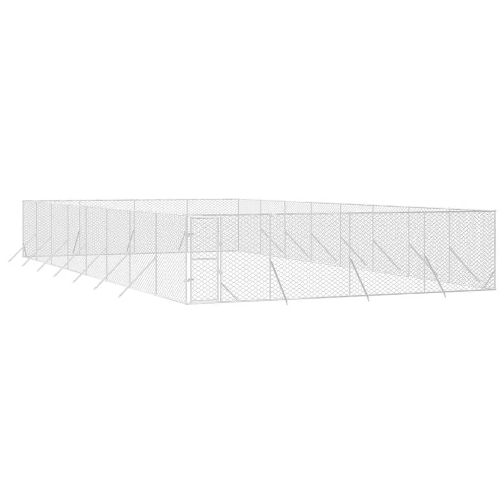 Lauko voljeras šunims, sidabrinis, 8x16x2m, plienas