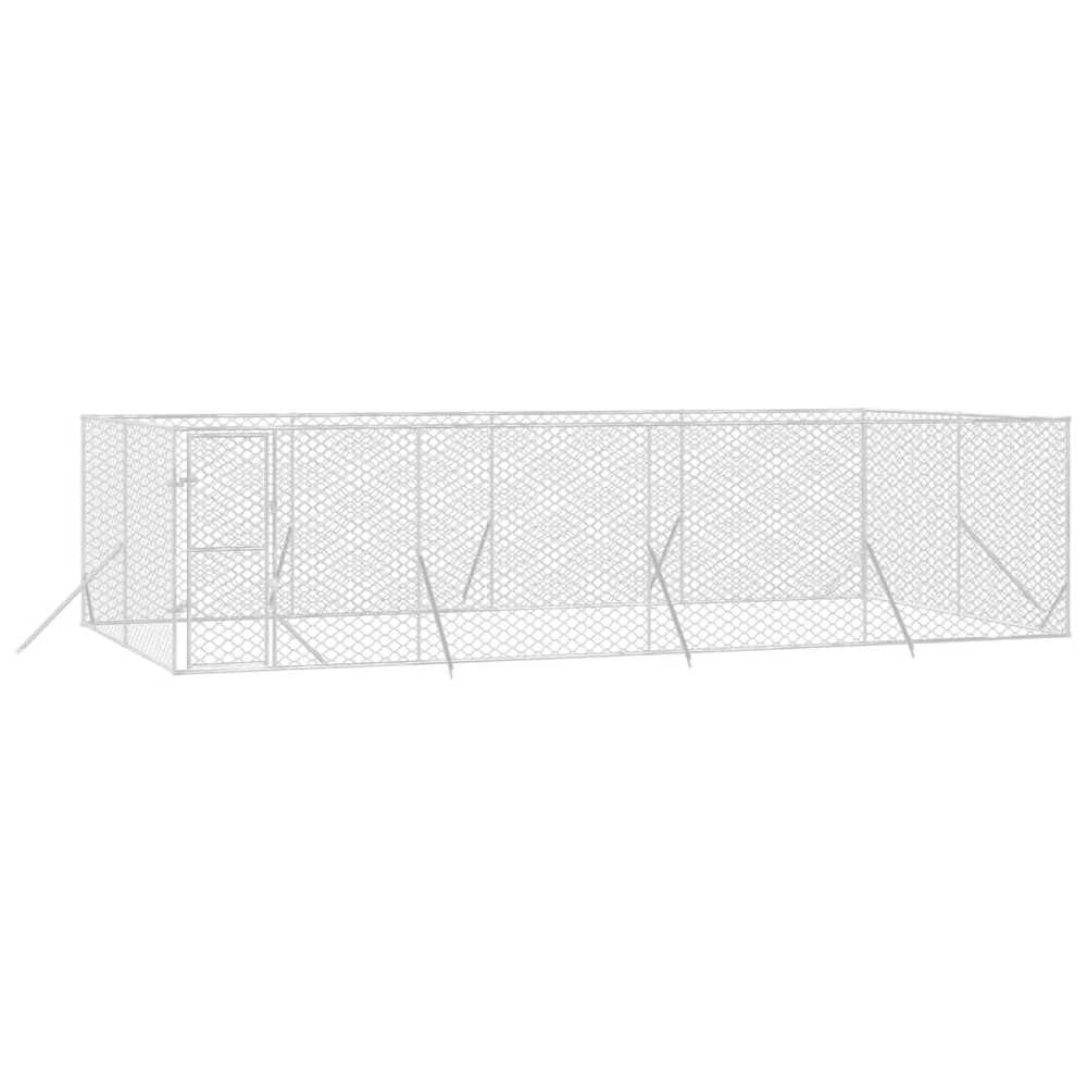 Lauko voljeras šunims, sidabrinis, 8x4x2m, plienas