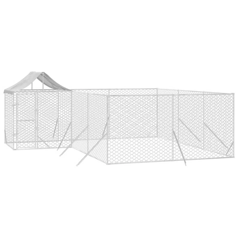 Lauko voljeras šunims su stogu, sidabrinis, 6x6x2,5m, plienas