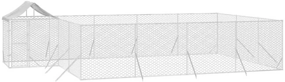 Lauko voljeras šunims su stogu, sidabrinis, 10x6x2,5m, plienas