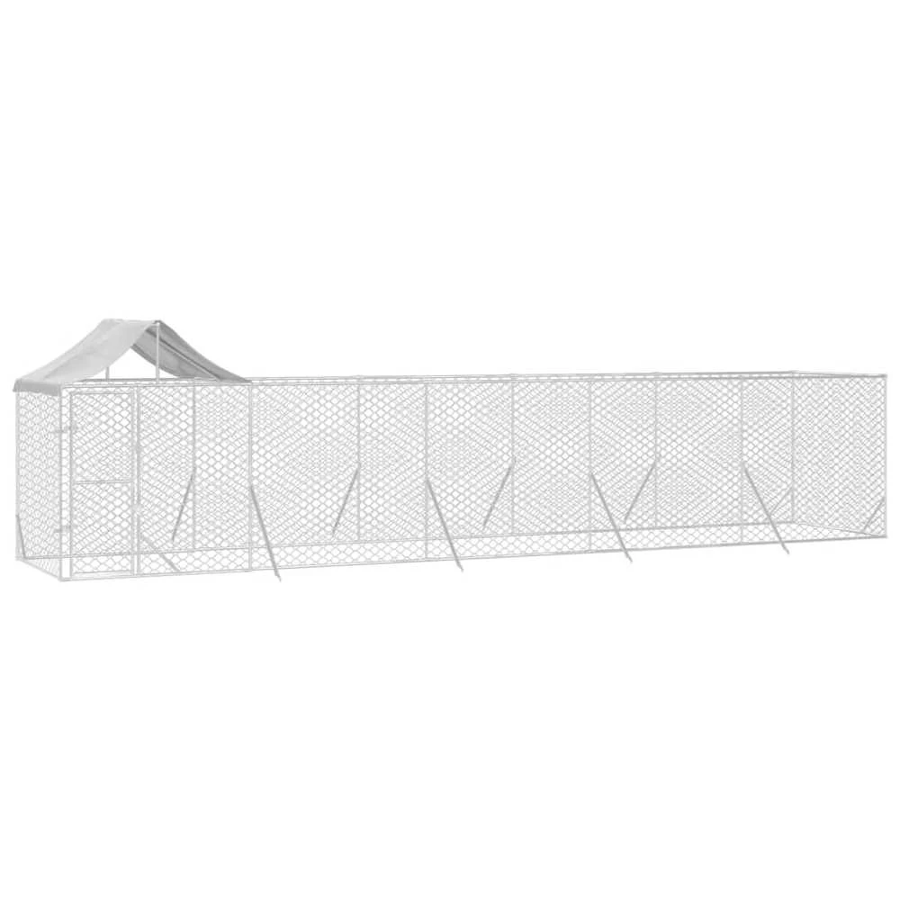 Lauko voljeras šunims su stogu, sidabrinis, 10x2x2,5m, plienas