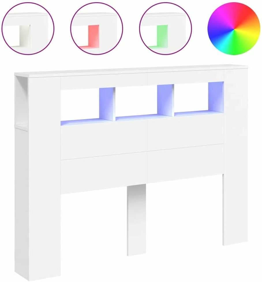 LED galvūgalis, baltas, 140x18,5x103,5cm, apdirbta mediena